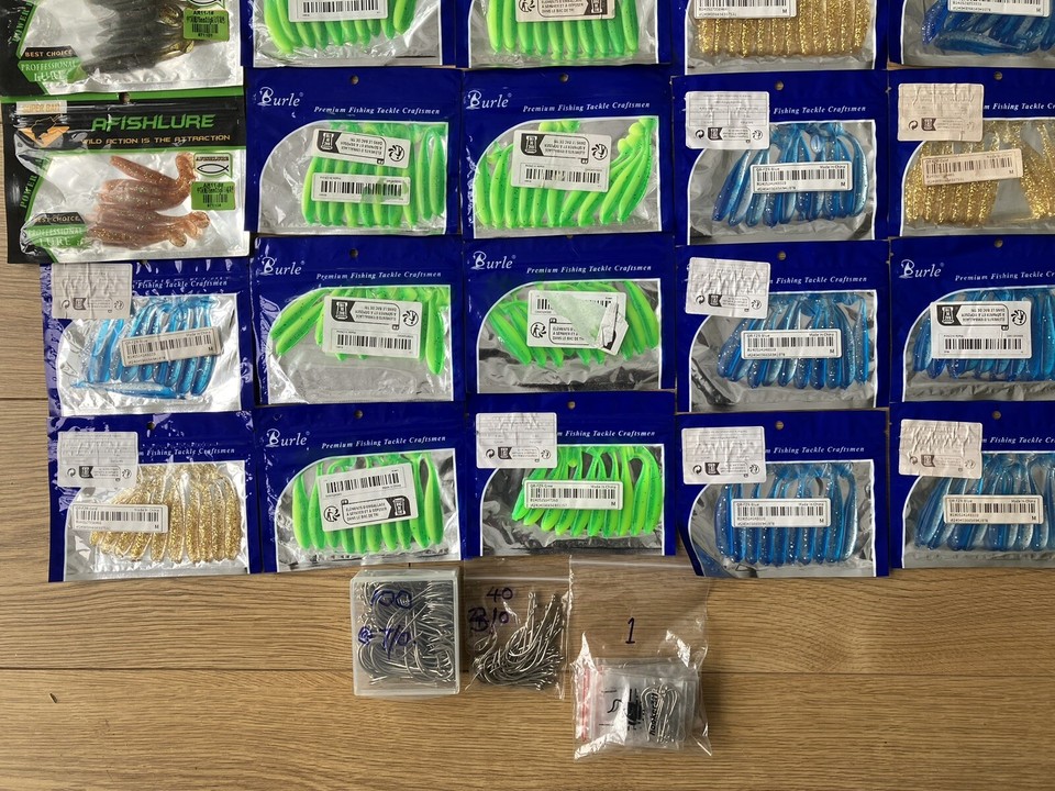 Sea fishing job lot of rubber lures and hooks eBay