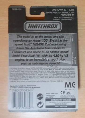 Matchbox AUDI R8 Red MBX 2011 SPORT CARS - Picture 5 of 5