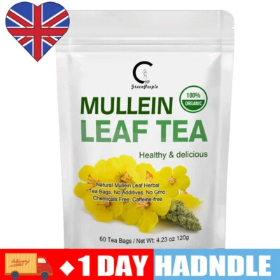 GREENPEOPLE 60 Bags Mullein Leaf Tea Bag Support Lung Cleansing &Detox, Digestive Health