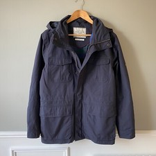 Joules Coat Jacket Trench Parka Zip Up Small Navy Blue Hooded Waterproof Midi