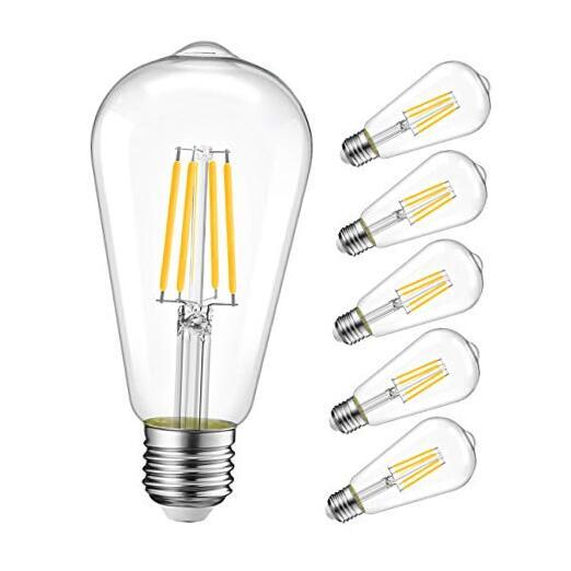 6 Pack Vintage LED Edison Bulbs 75W Equivalent 6 Count (Pack of 1) 11w-clear