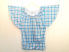 ANDREA womens tops multiple sizes blue and white pattern short sleeve NEW