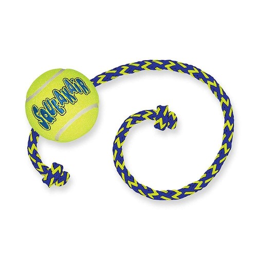 KONG Squeakair Tennis Ball with Rope Dog Toy, Medium, Yellow