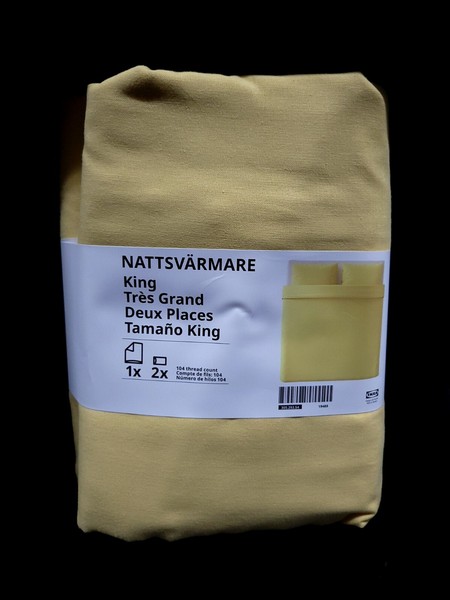 Juego de cama funda nórdica Ikea Nattsvarmare King con 2 fundas de almohada 100 % algodón amarillo