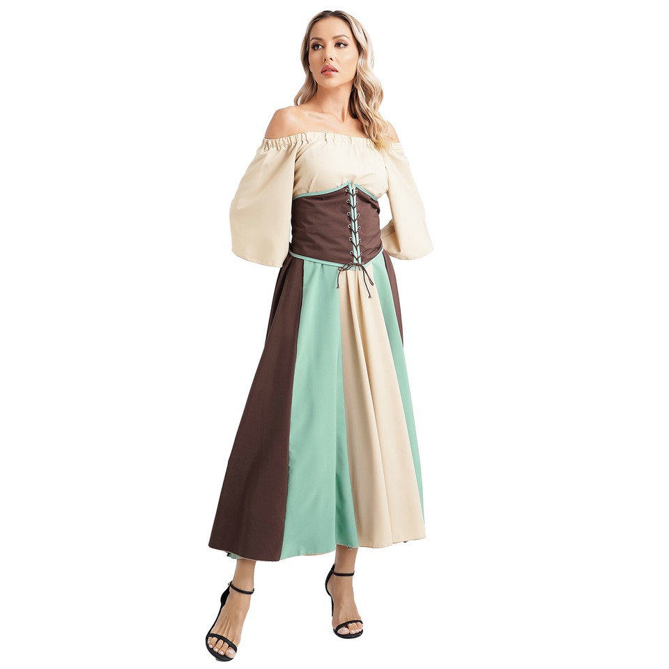Women's Dresses Irish Outwear Medieval Maxi Outfit Trumpet Dress ...