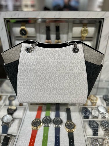 Michael Kors Lady Large Shoulder Tote Bag Handbag Purse + Card Case Wallet White - Picture 5 of 20