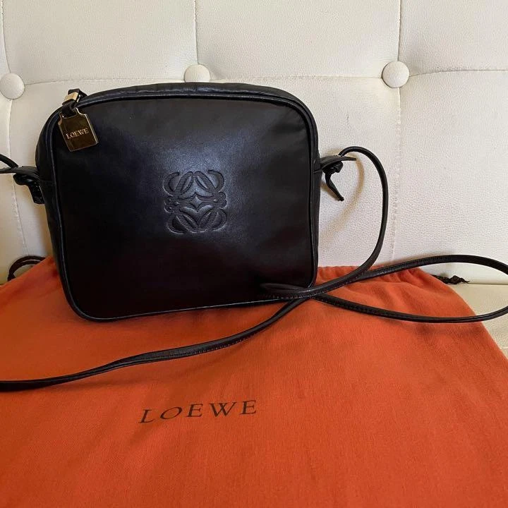 Loewe Vintage Anagram Women's Mini Shoulder Bag Black Leather Free Shipping