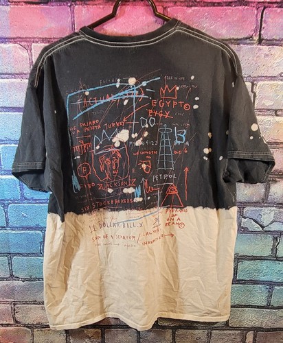 Jean-Michel Basquiat Men’s Large Dip Dye T-shirt Pop Art Urban Ripple RARE - Picture 2 of 5