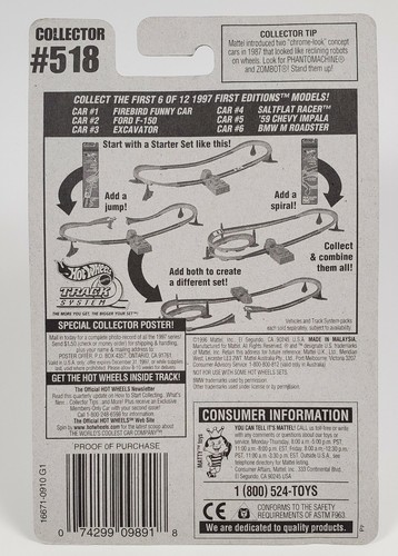 2 Wheel Variations Hot Wheels 1997 First Edition #6/12 BMW M Roadster #518 MOC - Picture 5 of 6