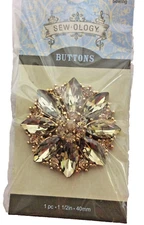 Sew-ology Gold Flower Rhinestone Shank Buttons 40mm