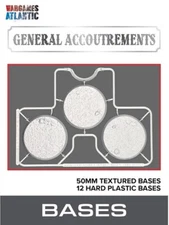 Wargames Atlantic 28mm 50mm Textured Bases (3mm Bevel) x12