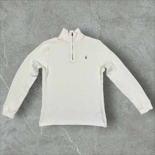 Polo Ralph Lauren 1/4 Zip White Pullover L/S Sweatshirt Chest Logo Pony - (Y) XL