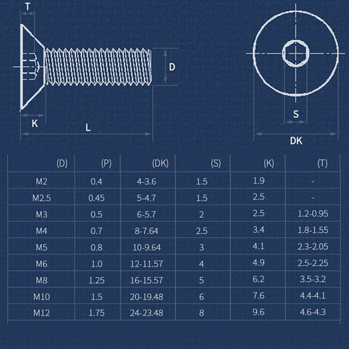 M4 Countersunk Bolt Csk Allen Key Socket Screws A2 Stainless Steel 5-150mm Long - Picture 2 of 12