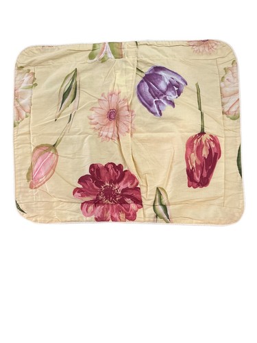 Vintage Euro Pillow Shams 24X30 Yellow Floral Corded Edge Set 2 - Picture 5 of 8