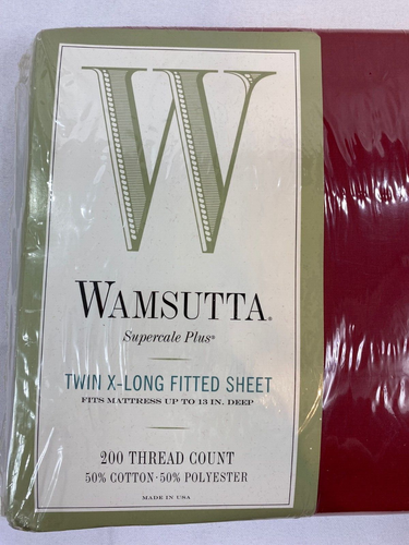 New Wamsutta RED Garnet Twin X-Long Fitted SHEET Supercale Plus - Sealed Package - Picture 7 of 9