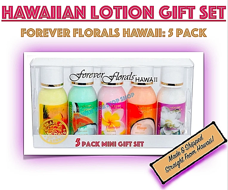 HAWAIIAN BODY LOTION 5 Pack Gift Set Forever Florals Hawaii Mini