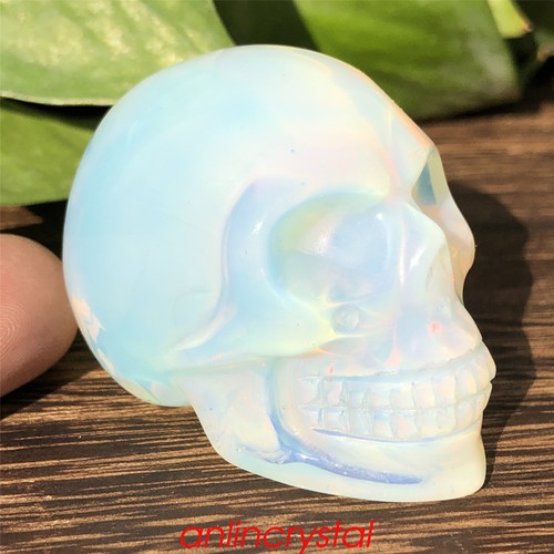 1pc Opalite skull quartz crystal hand carved decoration gem reiki healing 2''