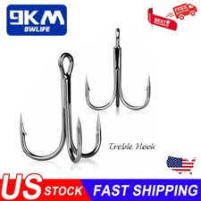 50Pcs Strong Treble Hooks High Carbon Steel Triple Hook for Sea Fishing 14#~4/0#