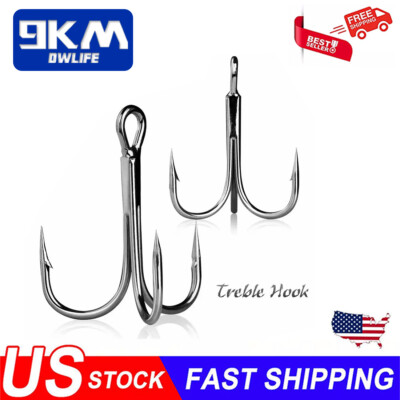 50Pcs Strong Treble Hooks High Carbon Steel Triple Hook for Sea Fishing 14#~4/0#