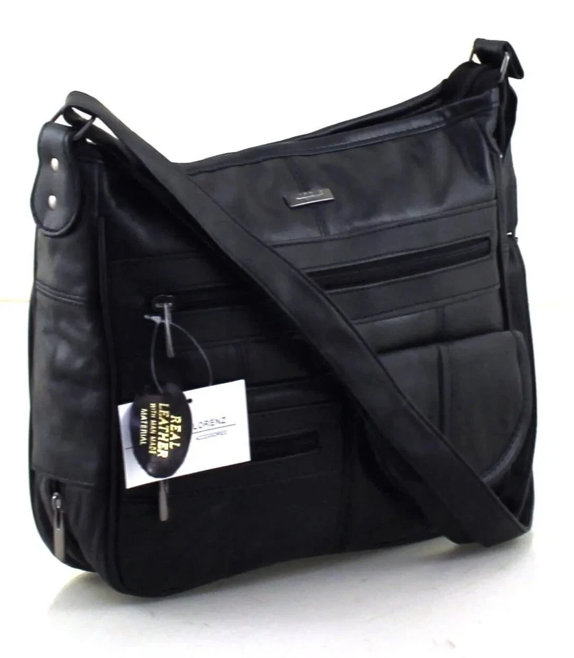 Womens Ladies Lorenz Shoulder Cross Body Mesenger Real Leather Handbag UK SELLER