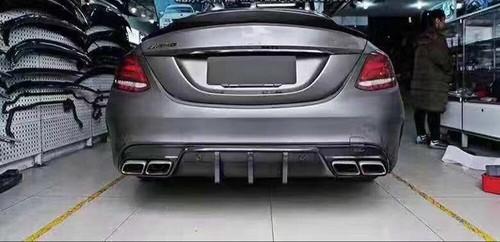 For Mercedes Benz W205 C63 C250 C300 C43 AMG Carbon Fiber Rear Bumper Diffuser - Picture 9 of 11