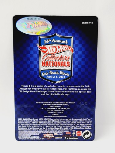 HOT WHEELS 14TH NATIONALS '70 DODGE CHALLENGER SUPER LOW #79 NEW VERY NICE JJ39 - Picture 8 of 9