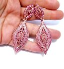 Pink Crystal Pageant Rhinestone Chandelier Drop Dangle Earrings 3 inch Jewelry