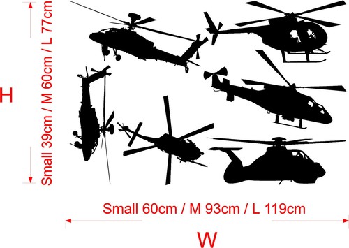 HELICOPTERS Wall Stickers VINYL WALL ART DECAL Army Military Wall Stickers S16 - Picture 2 of 6