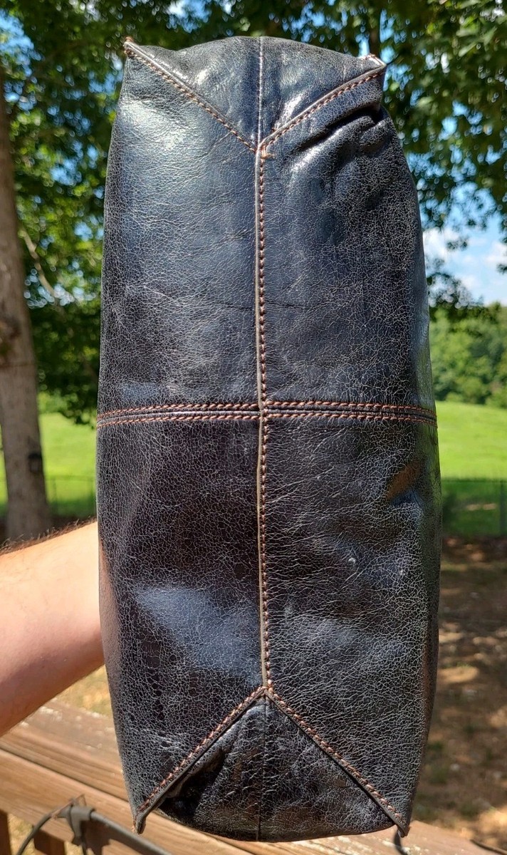HOBO The Original International Friar Shoulder Bag Black Distressed Leather View 5