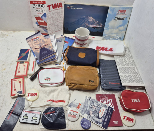 Lot of Vintage TWA Trans World Airlines Memorabilia Collectibles Ephemera Bags