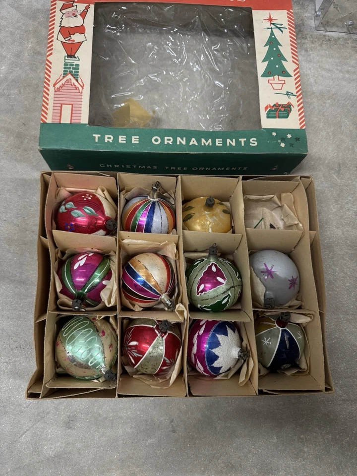 Vintage 1950s Fantasia Brand 12 Mercury Glass Single Indent Christmas Ornaments - Image 2 of 4