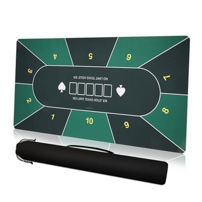 Poker Table Top Mat 70''x35'' Blackjack Poker Mat with Non Slip Rubber Green