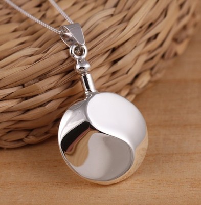 925 Sterling Silber Kreisform Andenken Einäscherung Asche Anhänger Halskette Kette