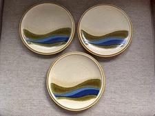 Lot Of 3 Mikasa Stylecraft Blue River Salad Plates Boho 70s 80s C0901 Japan