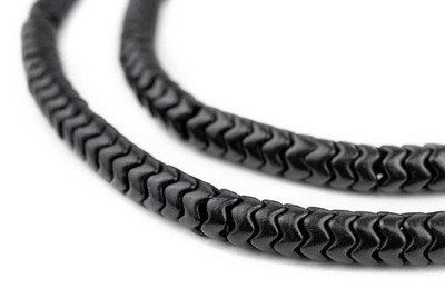 Black Resin Snake Beads 7mm Interlocking 26 Inch Strand