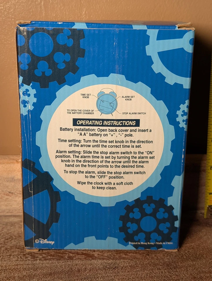 Disney Time Works Mickey Mouse Alarm Clock Quartz Analog Red Ears with Box - Image 3 of 3