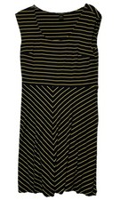 Ann Taylor Black and Yellow Striped Sleeveless Swing Dress Women's Size M