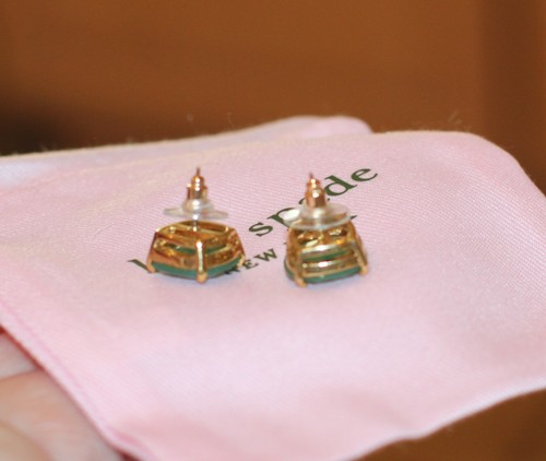 GUMDROP GEM KATE SPADE NEW YORK CUSHION EARRINGS TRANSLUCENT GREEN Beryl studs - Picture 8 of 8
