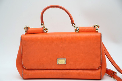 Dolce & Gabbana My Sicily Leather Top Small Handle Bag - Orange