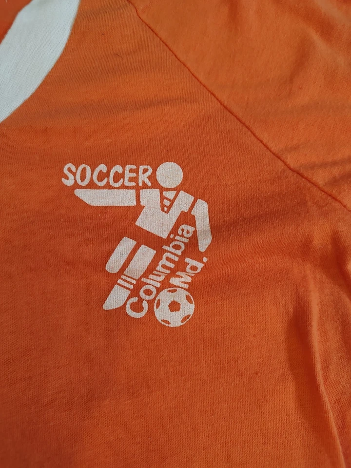 Camiseta Stedman Vintage Anos 70 Columbia Soccer Jersey Ringer Decote V Tamanho P 34-36 - Imagem 3 de 4