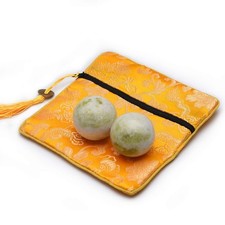 Marble Baoding Health Stress Hand Balls, 1.4in, Light Green, with Bag Chine...