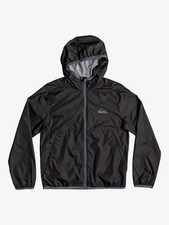 Quiksilver Boy's M/12 Black Contrasted Jacket Youth Hooded Full Zip Windbreaker