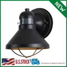 Motion Sensor Outdoor LED Porch Wall Light Fixtures Dusk to Dawn Exterior Bar...