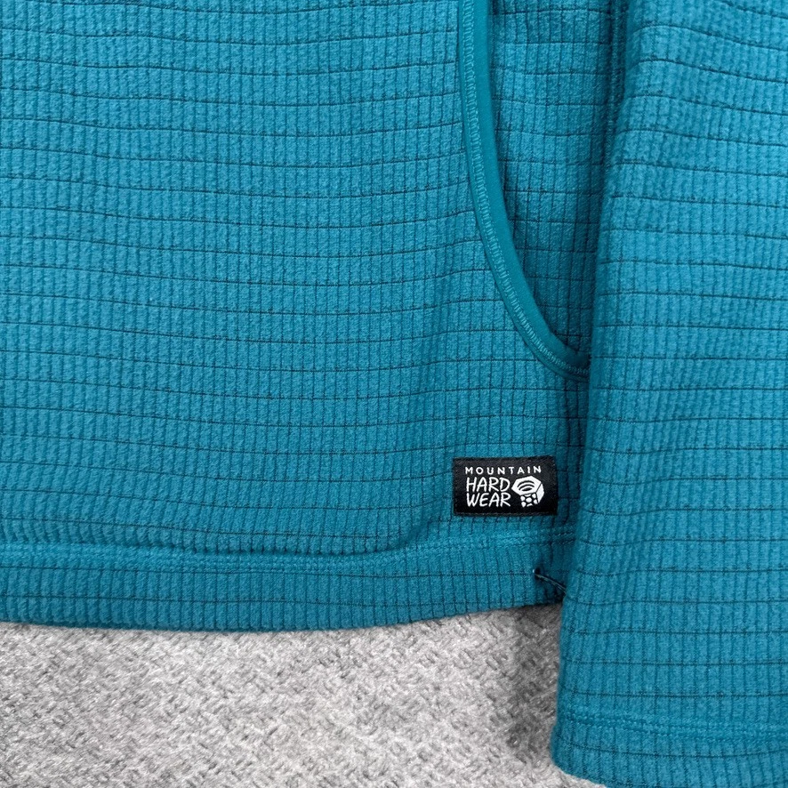 Túnica com capuz Mountain Hardwear Summit Grid lã feminina média M azul-petróleo 1/2 zíper - Imagem 2 de 4