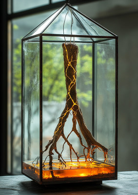 Quiet Luxury Shelf Decor Alchemical Terrarium Withered Mandrake Root 5x7 Gift