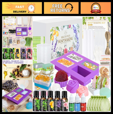 DIY Soap Making Kit for Adults & Teens - Shea Butter Glycerin, Molds, Dyes, Frag