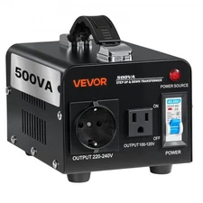 VEVOR Voltage Converter Transformer,500VA,Heavy Duty Step Up/Down Power Transfor