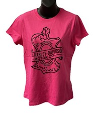 Harley Davidson Womens Oak Leaf Short Sleeve Shirt Fuchsia 3002910-fuch
