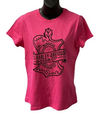 Harley Davidson Women's Oak Leaf Short Sleeve Shirt Fuchsia 3002910-FUCH