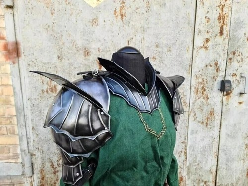 Medieval Pair of pauldrons & gorget shoulder Steel knight Armor Replica Gift - Picture 3 of 4